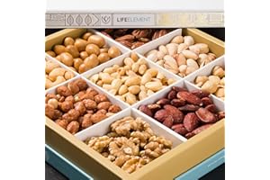 LIFE ELEMENT Ultimate Mixed Nuts Gift Basket in Lux Box | Assortment of Roasted Gourmet Nuts - Assorted Food Gift Box for Events, Valentine's Day, Family, Men & Women (Assorted Snack Nuts Gift Basket)