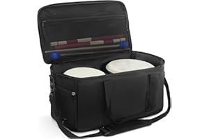 Amazing Fair Bongo Drum Bag — Standard Size — 3 Extra Pockets for Accessories, Removable Padded Shoulder Strap, Heavy-Duty Padded Case (Black)