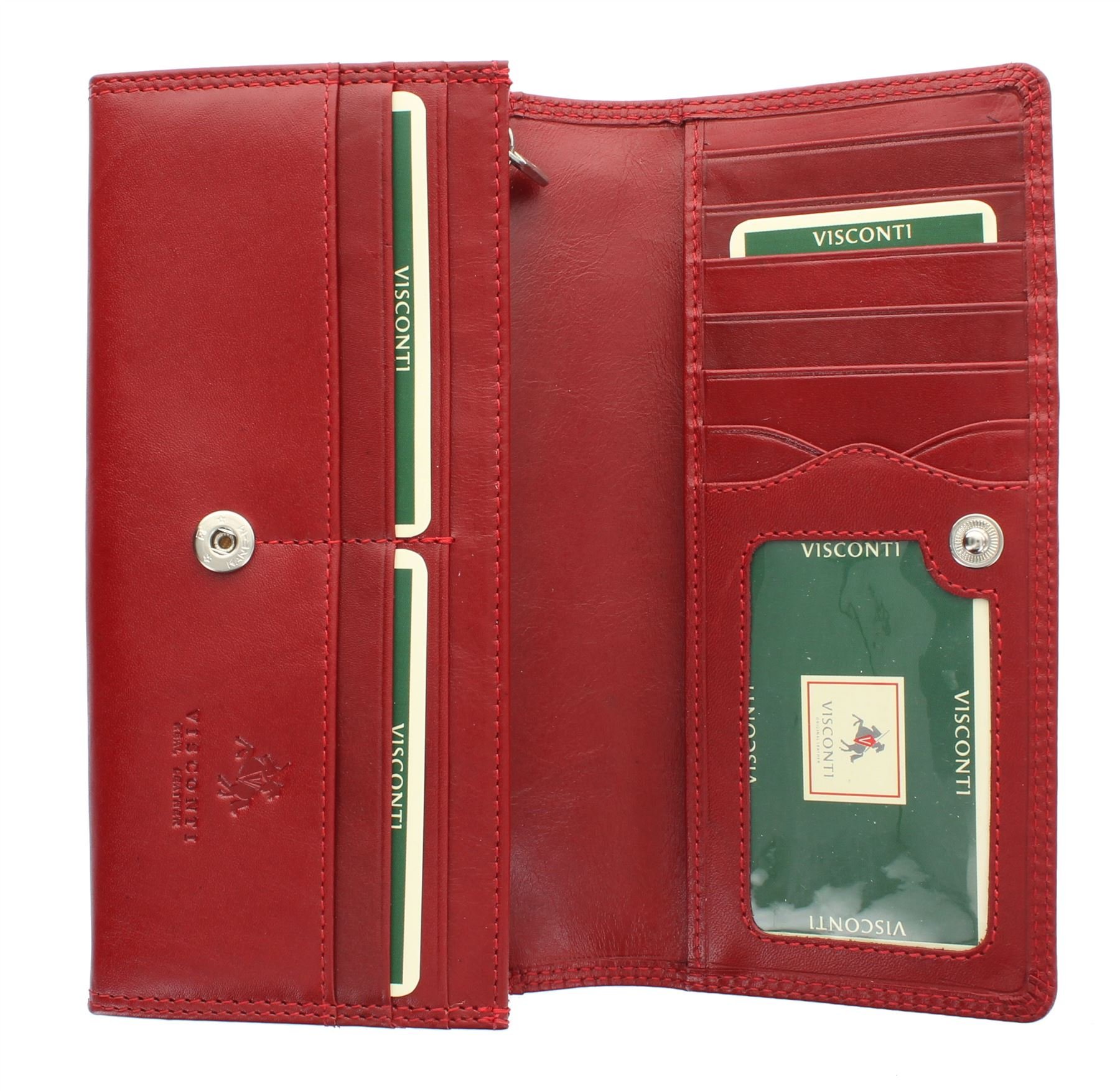 VISCONTI Monza Collection Florence Vegetable Tanned Leather Ladies Purse RFID Blocking MZ10 Red