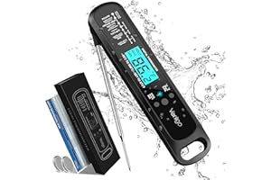 Venigo Digital Meat and Food Thermometer for Cooking and Grilling, Waterproof Instant-Read Cooking Thermometer, Kitchen Probe Thermometer for Baking, Roasting, Smoking, Deep Frying (Black)