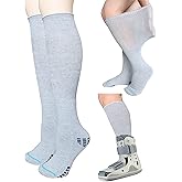 LORVVDE 2 Pairs Walking Boot Socks for Orthopedic Walker Brace, Replacement Sock Liner Knee High Tube Sox Under Air Cam Walkers and Fracture Boots, Air Cast Surgical Leg Cover