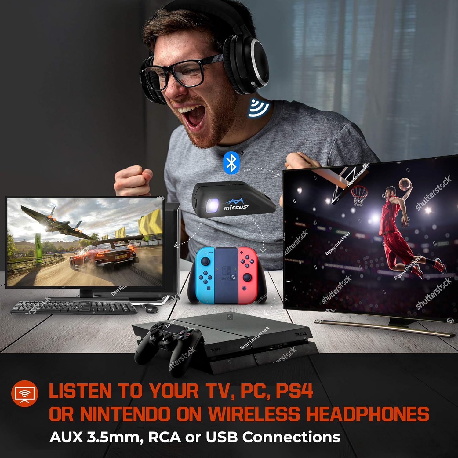 Wireless Tv Headphones With Tv Bluetooth Adapter System Listen In Hd No Audio Delay Over Ear Bluetooth 5 Headset Ready To Use Paired For Free 100