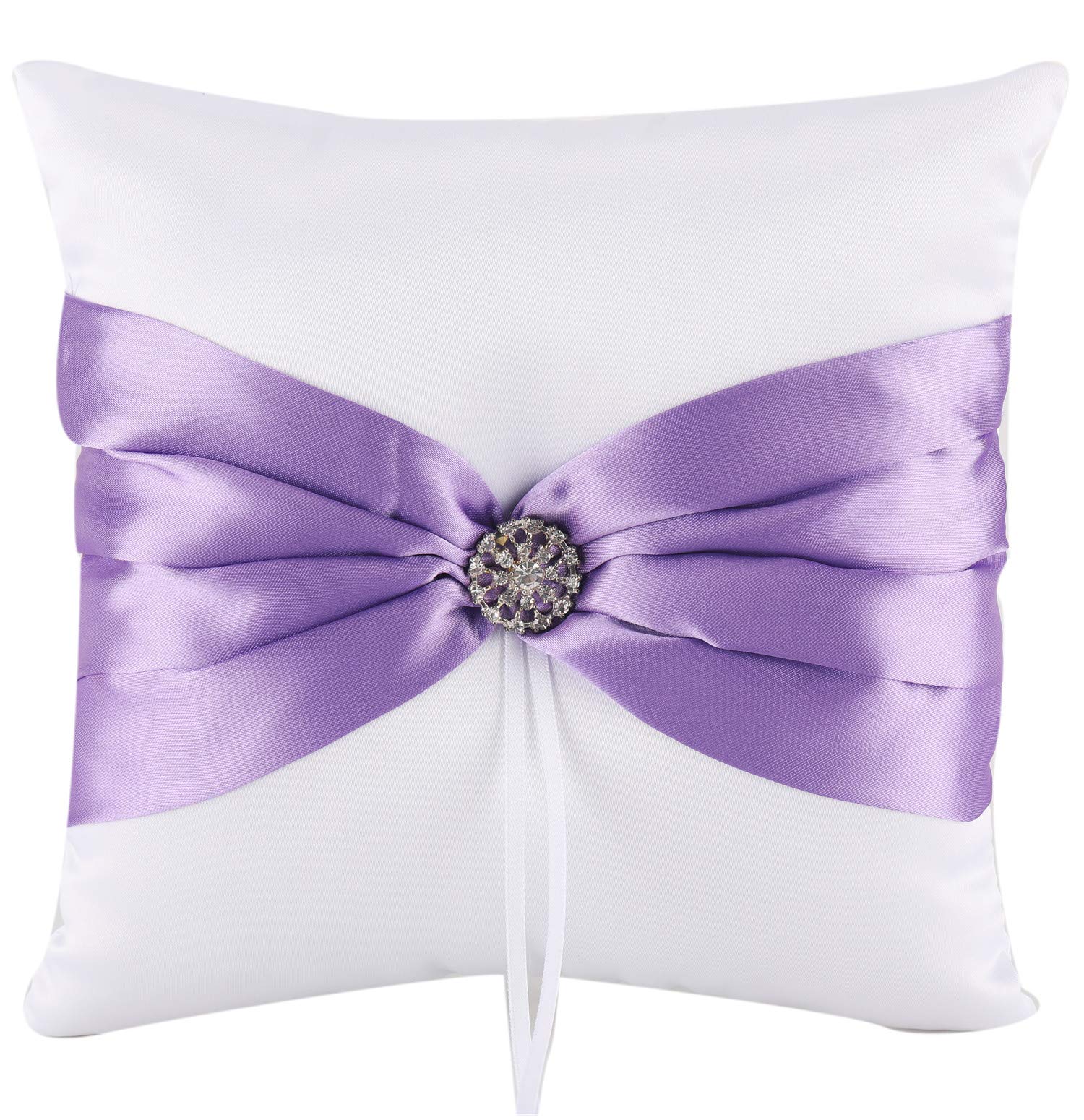 7.8" Satin Artificial Diamond Decoration Wedding Ring Bearer Pillow (Purple)