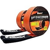 2 Pack 2" x10FT Super Sturdy Lift Sling Strap, 18800 Pound Capacity Heavy Duty Eye-Eye Nylon for Hoist, 2-Ply Twist Polyester Rigging, Tree Saver Recovery Web Sling Winch