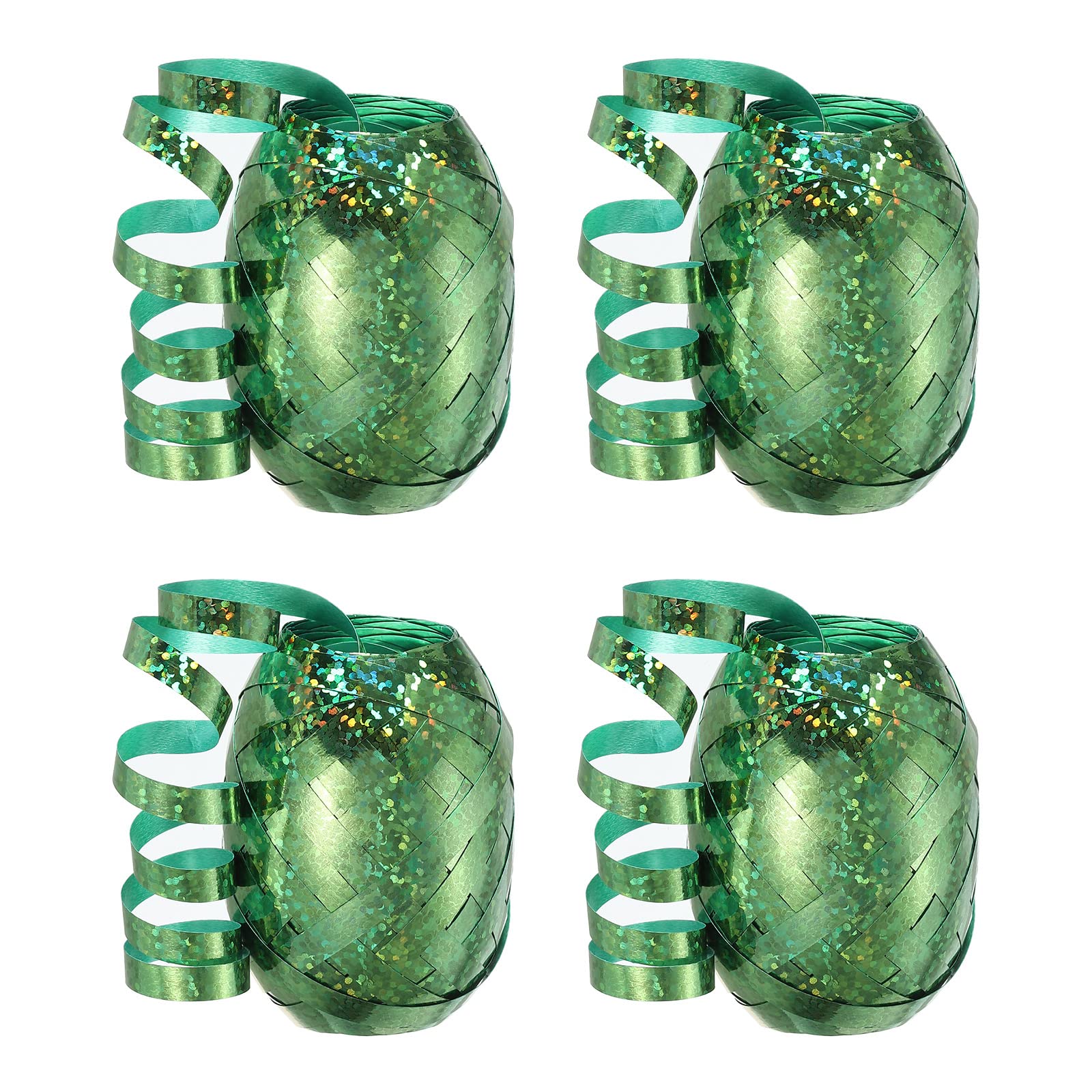 PATIKIL 4pcs Curling Ribbon Crimped Balloon String 5mm Laser Metallic Shiny 10m for Christmas Wedding Gift Crafts Florists Decoration Green