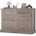 FACBOTALL Modern 6 Drawer Double Dresser, Wood Dresser Chest, Wide Chest of Drawers with Deep Drawers & Mental Double Handles