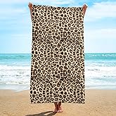 Irisbell Cotton Beach Towel 63 x 32 inch Large Sand Free Towels for Travel,Quick Dry Absorbent Swimming Beach Towels for Pool Yoga Gym Camping (Leopard)