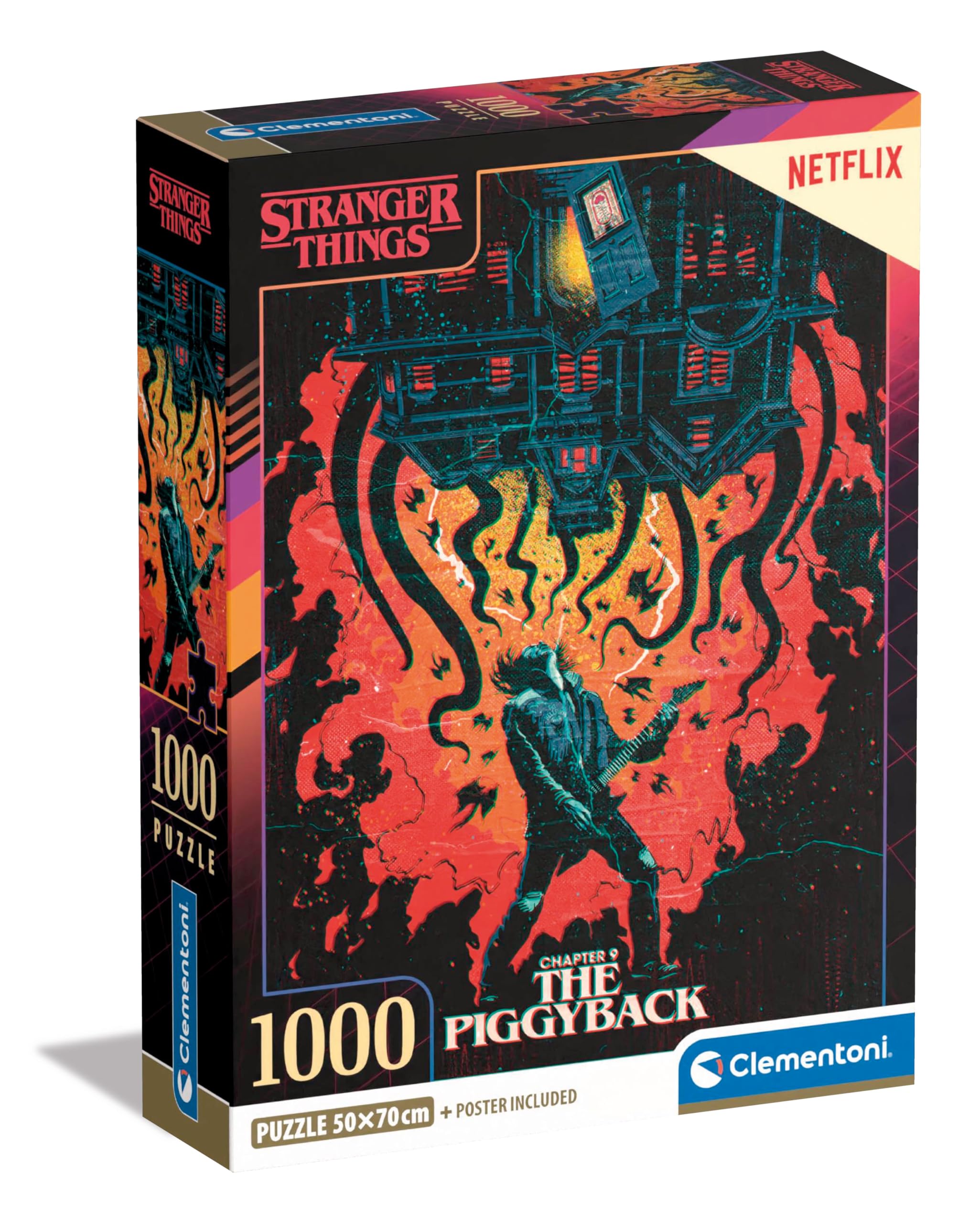 Clementoni Jigsaw Puzzle Stranger Things 1000 Pieces - Poster Included, Puzzle For Adults 14-99 Years, Gift For Men/Women, Netflix Series, Underground, Made In Italy, 39861