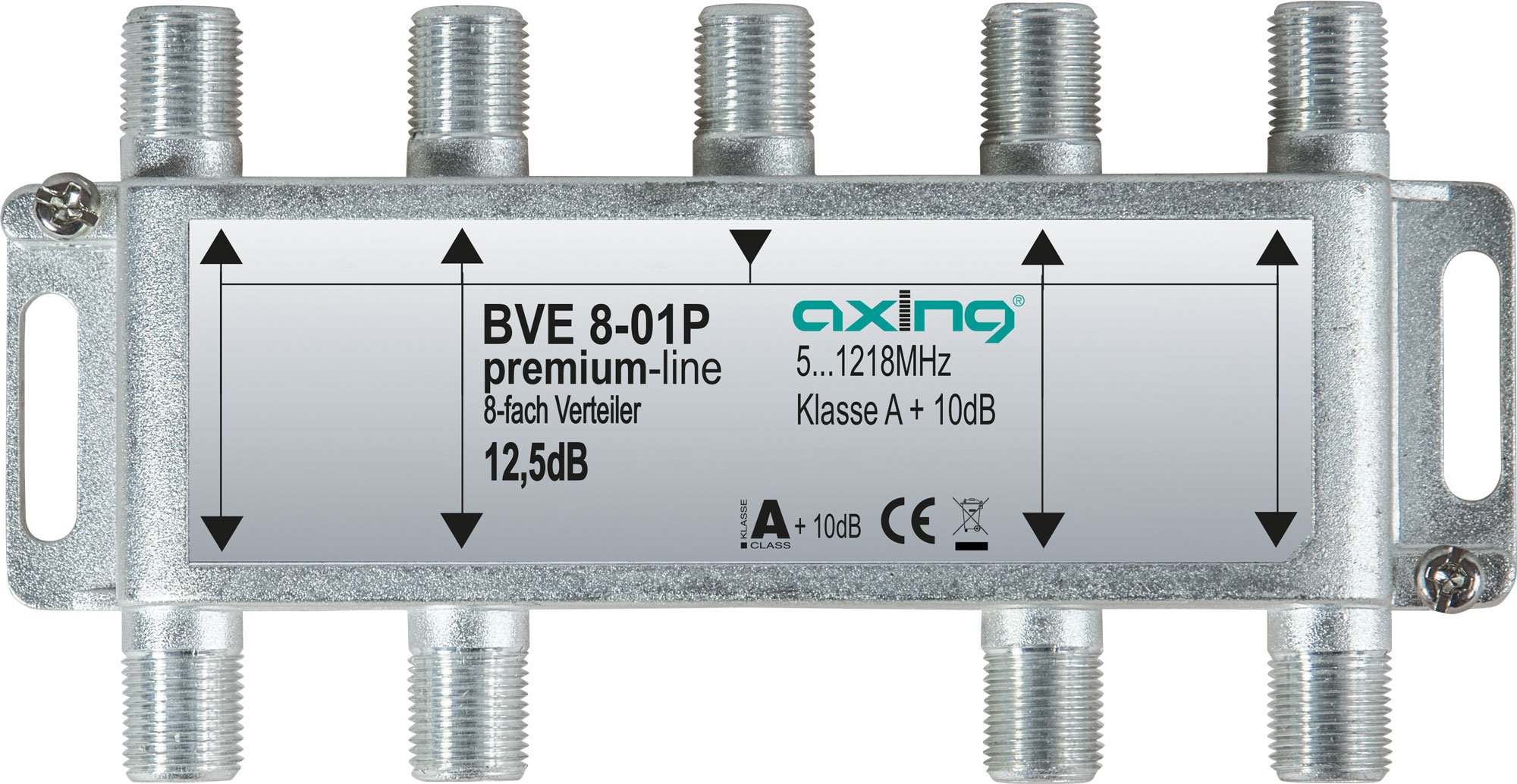Axing BVE -01P Cable Distributor Cable CATV Multimedia DVB-T2 Class A+ 10 dB 5-1218 MHz Metal