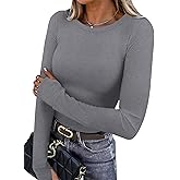 XIEERDUO Long Sleeve Thermal Shirt for Women Fleece Slim Fit Tops Crewneck Basic T-Shirts with Thumb Holes Fall Fashion 2025