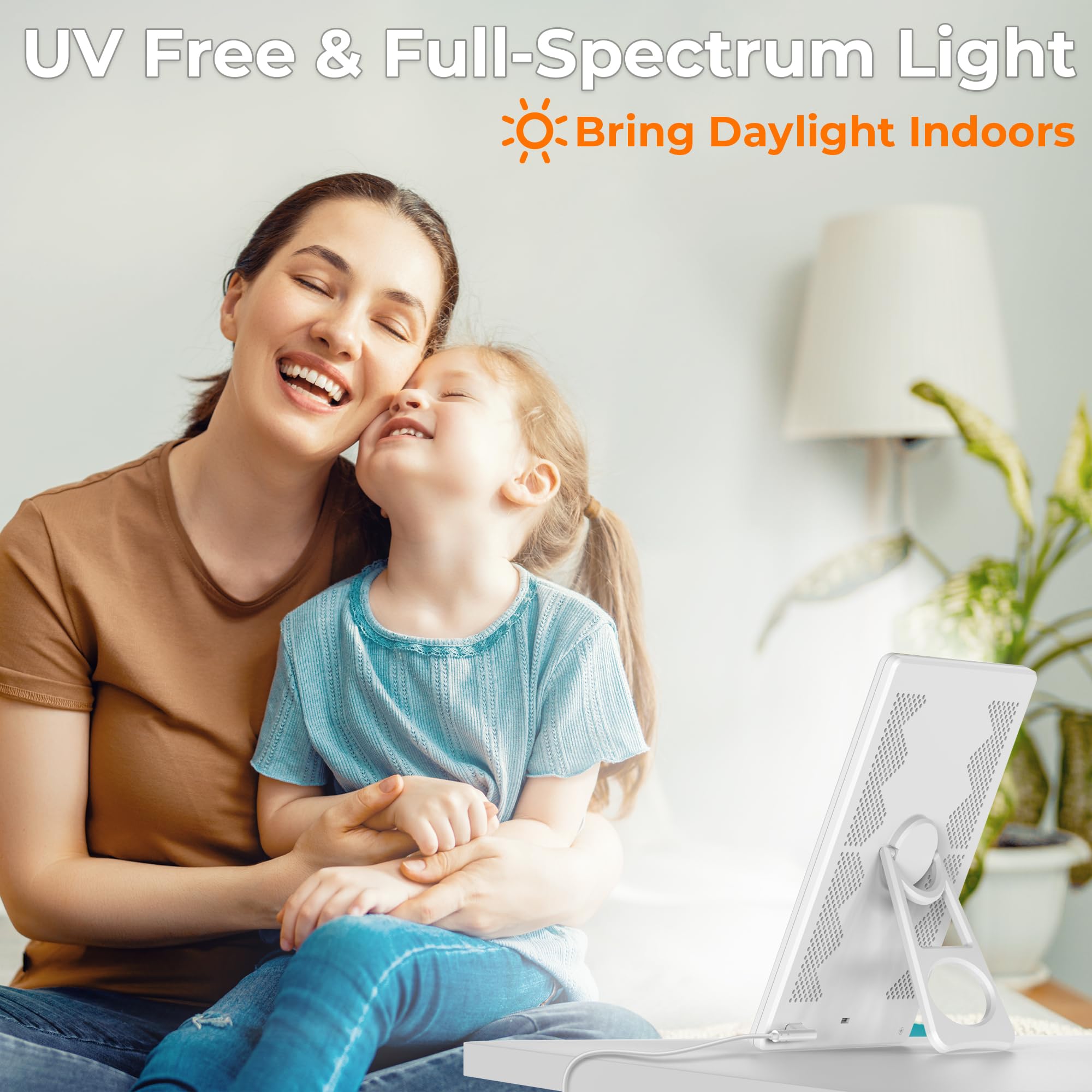 Fitfirst Light Lamp, 10000 Lux Simulated Sunlight, Gift for Women, 3 Color Temperature, 4 Brightness Levels, 15-60min Timer, Touch Control LED Lamp for Indoor with Adapter