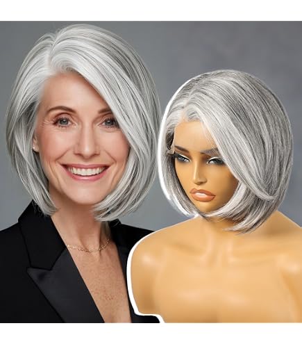 12 Inch Straight Bob Lace Front Wig Glueless Short Wigs Pre Plucked Side Part Amazon.com : Flady 12 inch Straight Bob Wig Human Hair 13x4  main image 3