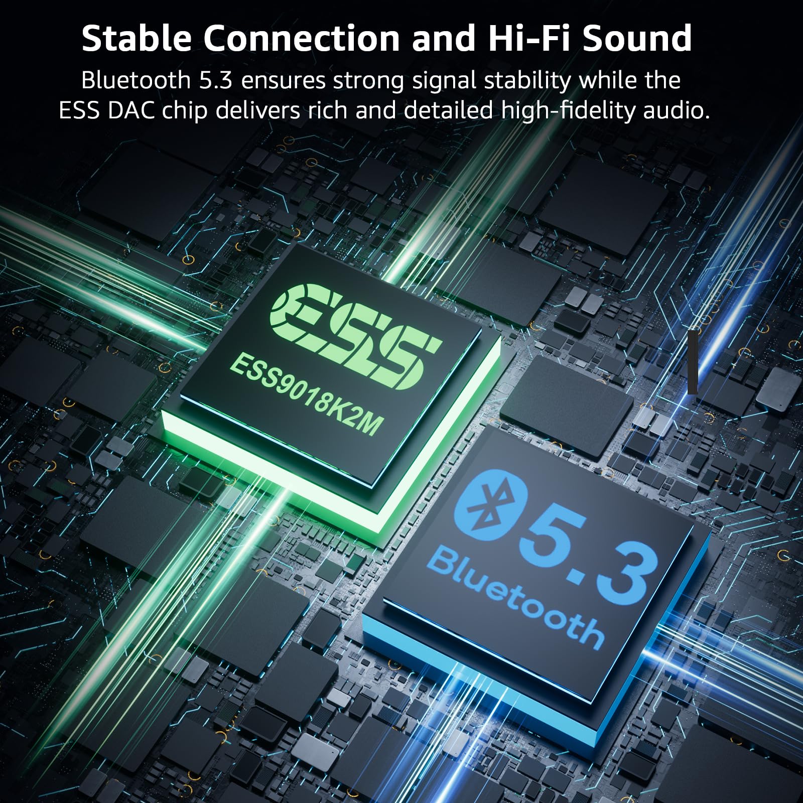 1Mii B03S Bluetooth 5.3 Transmitter Receiver for TV Home Stereo, Wireless Audio Adapters with Audiophile DAC, aptX Adaptive/LL/HD, Dual Link, Optical RCA AUX 3.5mm Inputs/Outputs