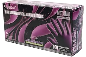 Adenna SHD935 Shadow 6 Mil Powder-Free Nitrile Exam Gloves, Medical Grade, Black, Medium, Box of 100