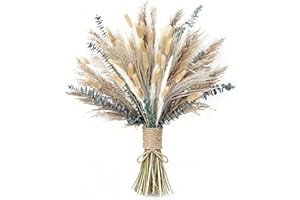 XIN'S CONVEY 120 PCS Dried Pampas Grass, Dried Flowers, Reed Grass Bouquet for Bohemian Flowers Home Table Wedding Decoration, Rustic Farmhour.(Light Brown)