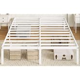 Allewie Full Size Bed Frame, 14 inch Metal Beds with Storage Space, White | Heavy-Duty Metal Platform Beds, Large Under-Bed Storage Space, No Box Spring Needed, Easy Assembly