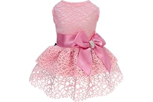 Fitwarm Fancy Dog Tulle Dress, Dog Clothes for Small Dogs Girl, Lightweight Mesh Summer Pet Outfit, Cat Apparel, Pink, XXS