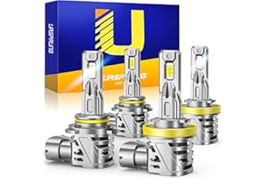 Ursprung H11/H9/H8 9005/HB3 Fog Bulbs Combo, 800% Higher Brightness, 1:1 Real Size H11 9005 Fog Bulbs, 6500K with Cooling Fan, 3-Min Plug-N-Play H11 9005 for Car Powersports ATV/UTV, Pack of 4