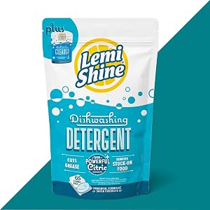 Lemi Shine Natural Dishwasher Cleaner - Dishwasher Cleaner - All-in-One Powder & Gel Dishwasher Detergent Pods