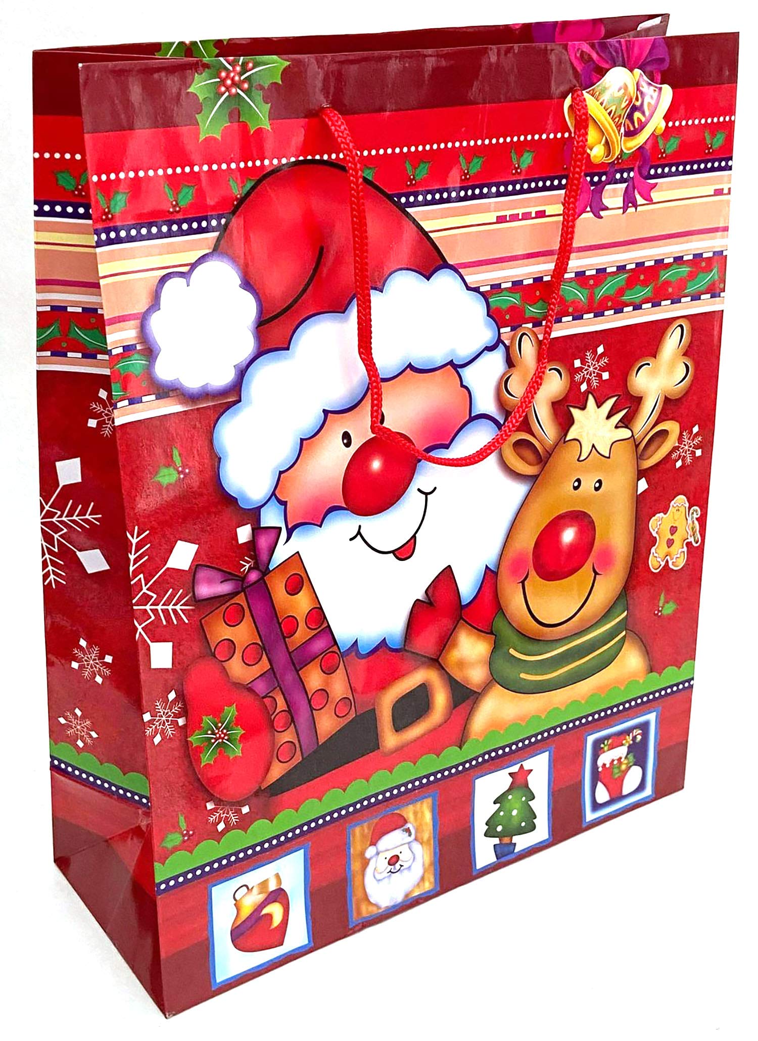 **NEW** LARGE RUDOLPH & SANTA CHRISTMAS GIFT BAGS - PACK OF 12