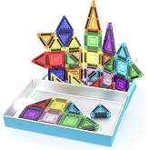 PicassoTiles 40 PCS Nano Magnetic Tiles Travel Toy Educational Building Set | BPA-free plastic construction, age 3+ STEM learning, hand-eye coordination, compact storage box, portable geometric blocks