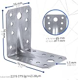 LLB Angle Corner Brackets Wood 70x70x55x1.5mm Pack of 10 Galvanised view 2