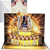 BTEBTAI Birthday Card, Talking Donald President Greeting Cards with Real Voice Message & Light for Men and Women, Parents, Couples (Birthday -Golden Cake)