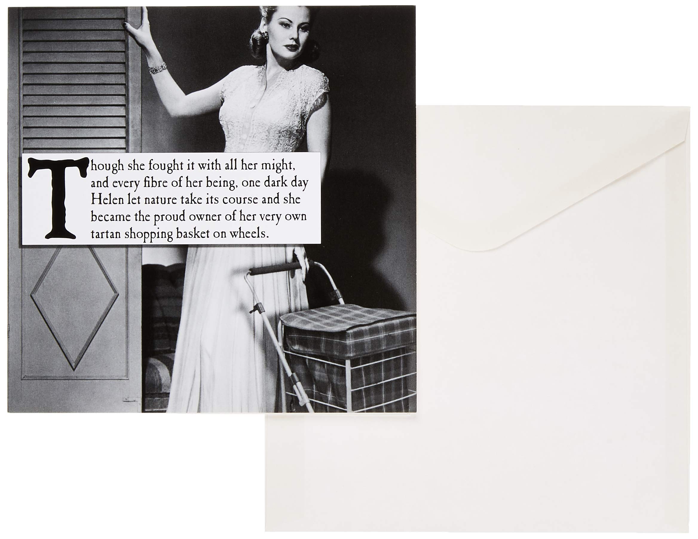 On the Ceiling, Funny Birthday Card For Her, Female Greetings Tartan Shopping Basket, Black & White