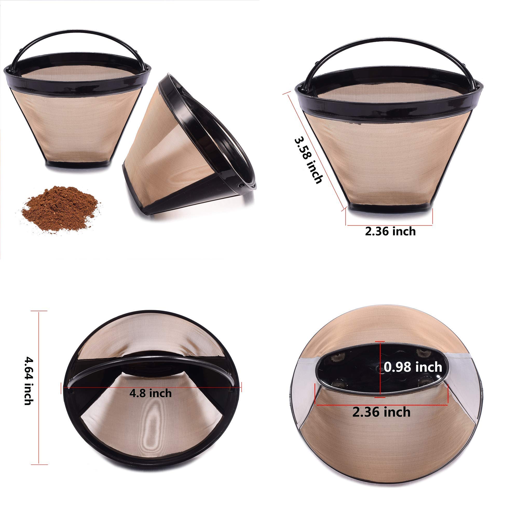 Reusable No.4 Cone Coffee Maker Filters for Ninja Coffee Bar Brewer Replacement Permanent Basket Filter (2 Coffee Filters)
