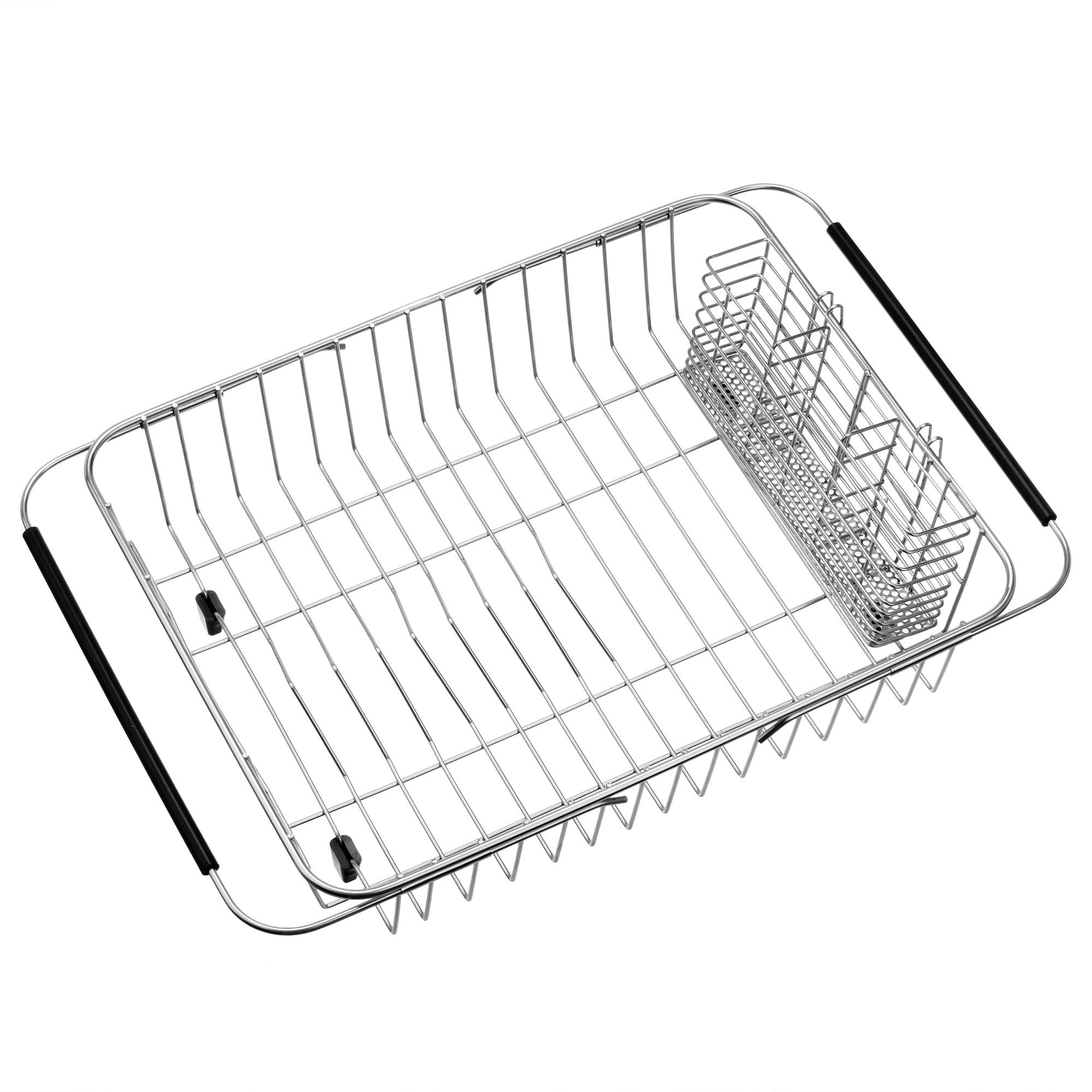 Photo 1 of ****MISSING BASKET FOR SILVERWARE****iPEGTOP Expandable Dish Drying Rack Organizer and Utensil Cutlery Holder, 304 Stainless Steel Over Sink Dish Rack, Dish Drainer in Sink or On Counter, Rustproof