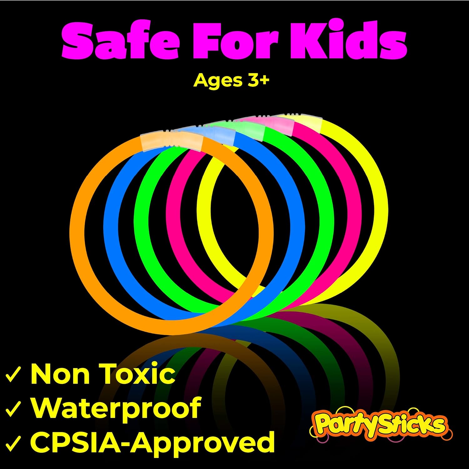 PartySticks Moondance Glow Sticks and Connectors - 40pk Party Decorations Glow in The Dark Party Favors with 16 Glow Sticks, 24 Connectors for Light Up Glasses, Glow Necklaces, Glow Bracelets: Toys & Games