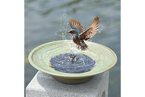 HOUYANG Solar Fountain Bird Bath, Metal Bird Bath Bubbler, Outdoor Bird Bath Bowl, for Outdoors Garden Patio Decor.