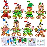 Winlyn 24 Sets Christmas Craft Kits Winter Crafts DIY Holiday Gingerbread Man Ornaments Tree Decorations Art Sets Stocking Foam Stickers Arts and Crafts for Kids Home Classroom Activities Party Favors