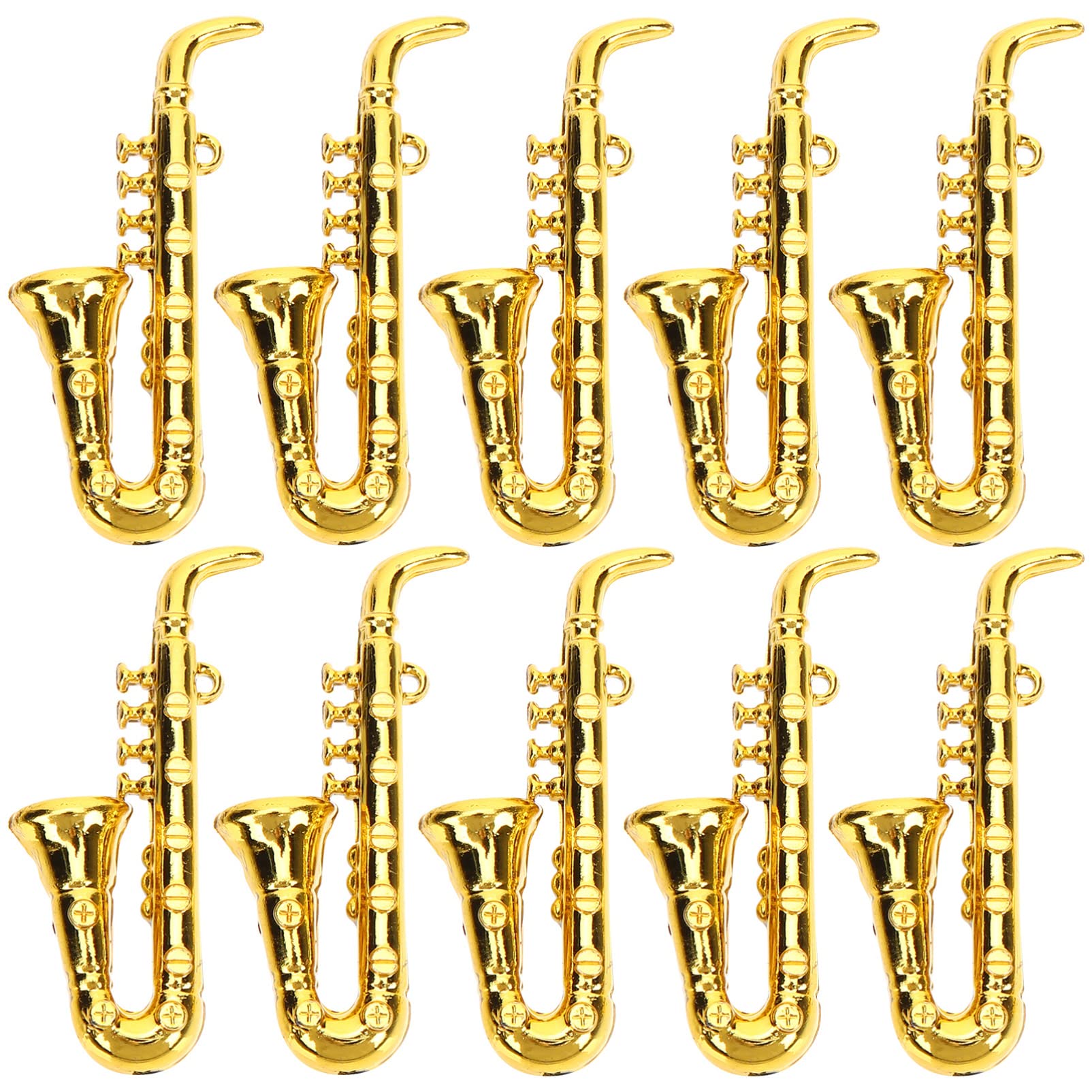 Kisangel Kisangel 10Pcs Miniature Musical Instruments for Dollhouse Decor Golden Saxophone Ornaments for Christmas Tree and Home Decoration