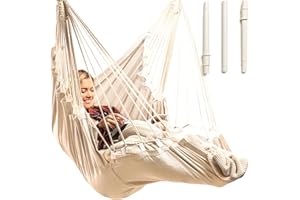 EXTIRIO Hanging Hammock Chair Swing – Hanging Chair Outdoor & Indoor - Hammock Swing Chair – Quick & Easy Setup with Hardware Kit – Durable & Spacious Full Body Support – Holds 440 Lbs