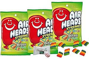 Airheads Candy Xtremes Bites | Sweetly Sour, Rainbow Berry, Non Melting, Great for Holiday, Party, Concessions (3.8 oz) 3 bags | Bundled with a Soko Smiles Thank you Mint.