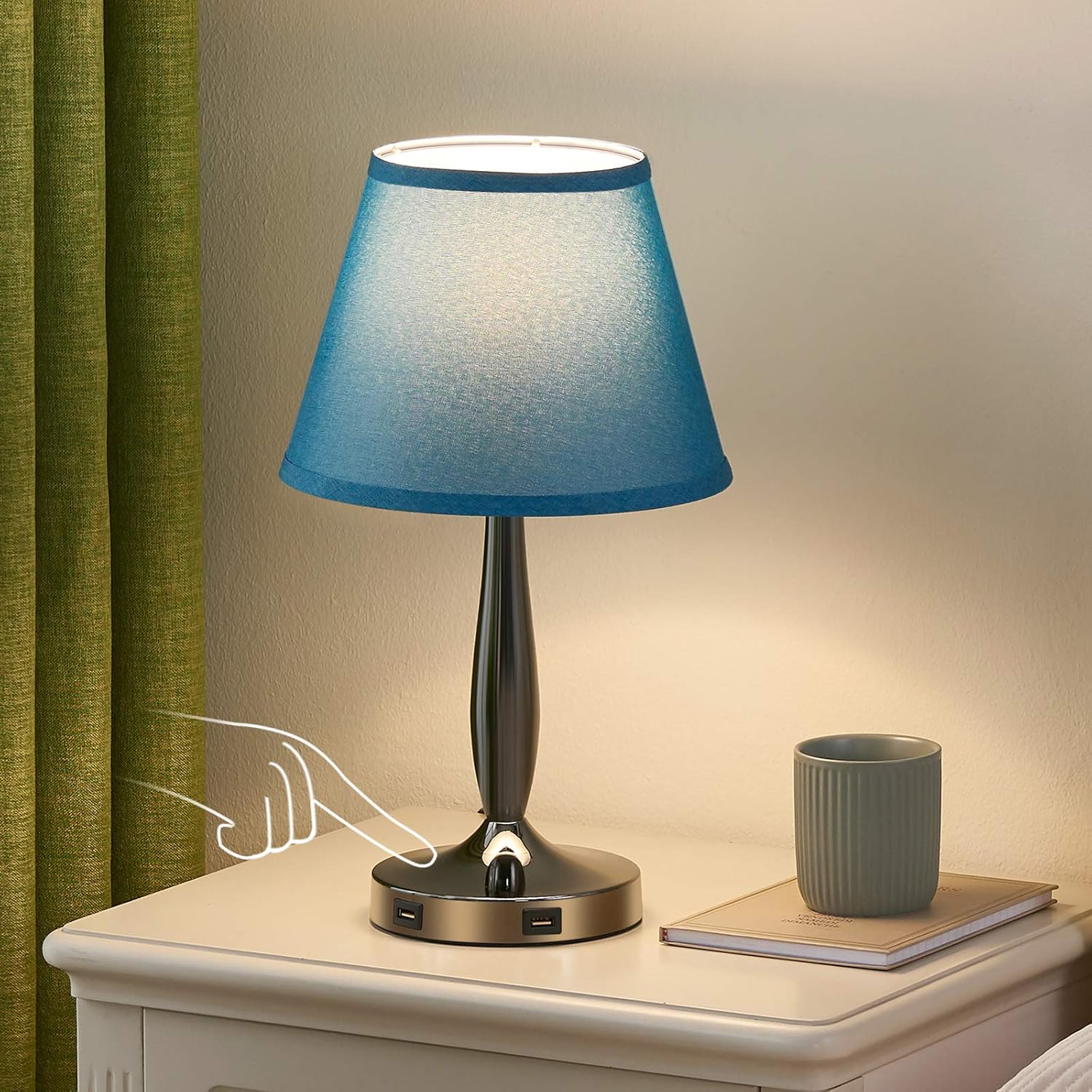 Touch Table Lamp with USB Ports for Bedroom, Kakanuo