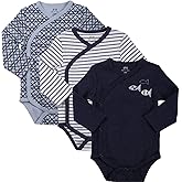 Asher and Olivia Newborn Clothes Baby Kimono Side Snap Boy Long Sleeve Bodysuit Gray Nb