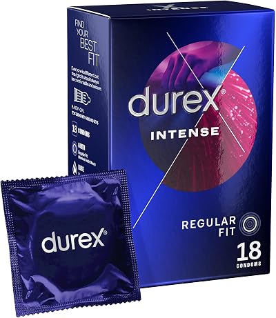 Durex Intense Condoms 18 Pack Ribbed Dotted Lubricated Sensation