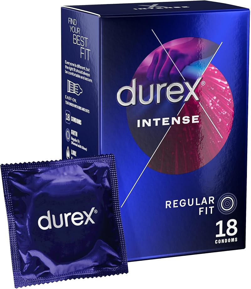 Durex Intense Condoms 18 Pack Ribbed Dotted Lubricated Sensation