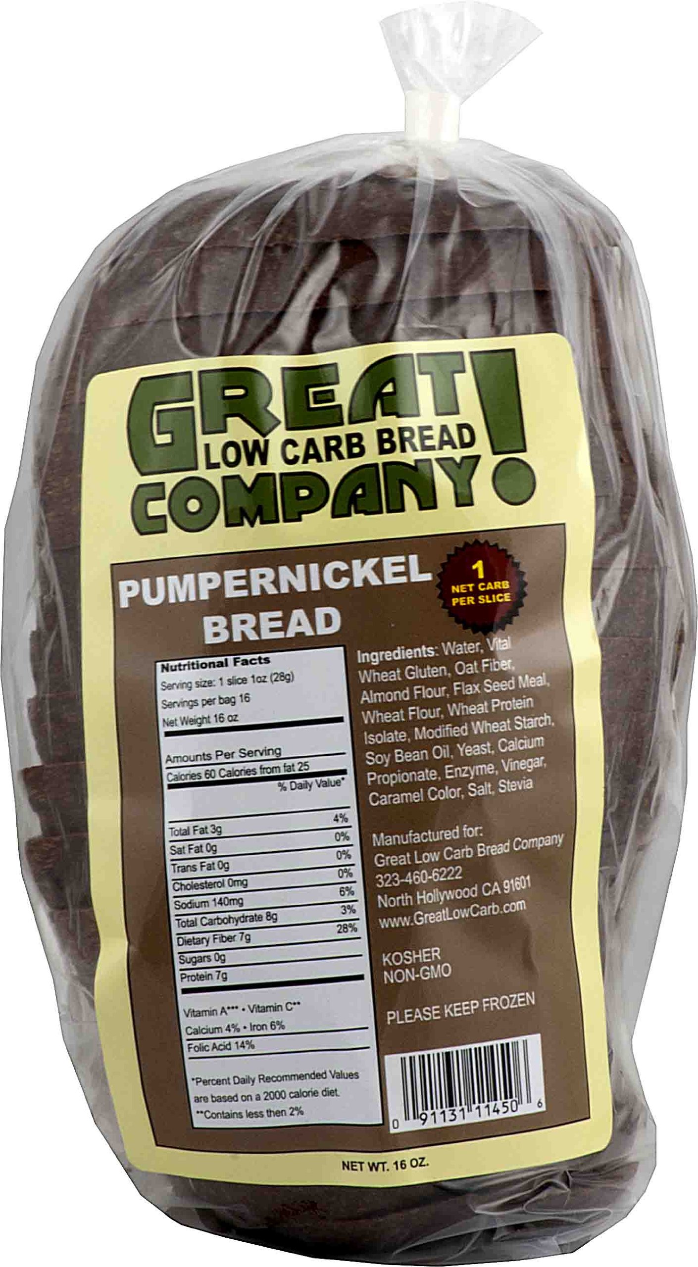 Great Low Carb Bread Co. - Pumpernickel Bread - 3 Bags by Great Low Carb Bread Company