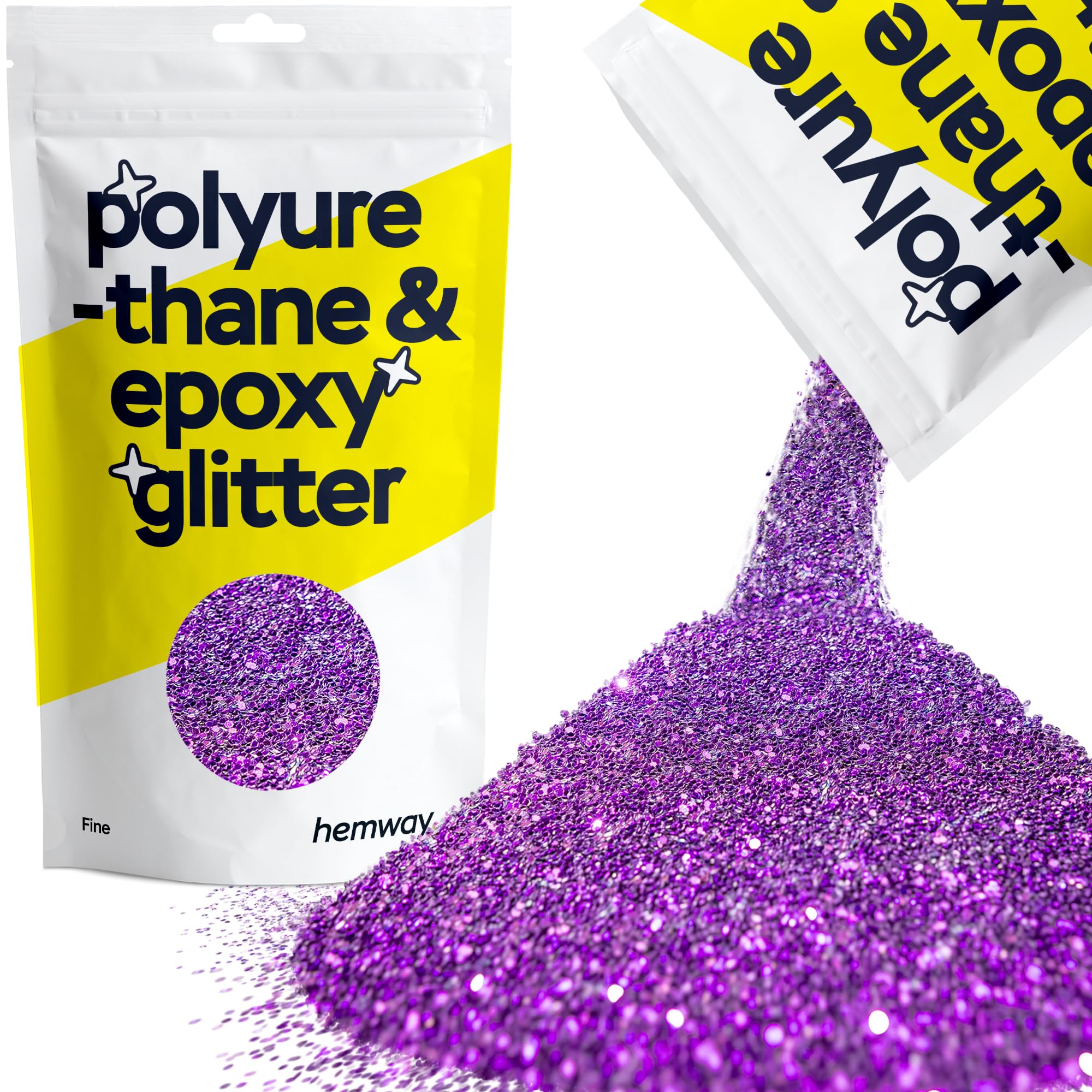 Hemway Resin Glitter Purple 100g Fine | Polyurethane & Epoxy Glitter for Resin Crafts, Tumblers, Coasters, Floor & Table Art
