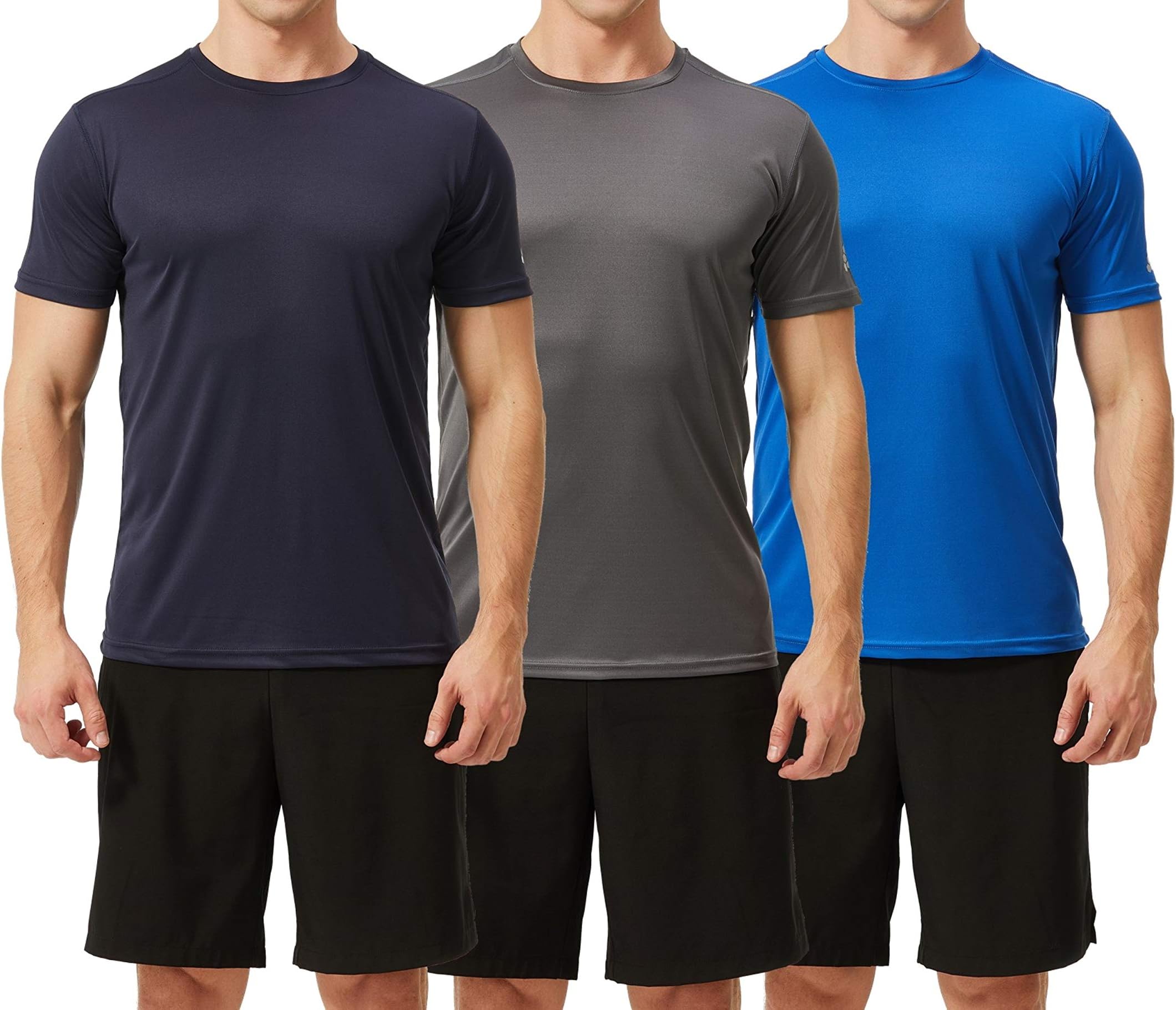 Men's 3 Pack Active Sport Quick Dry T-Shirts (3 pcs Set)
