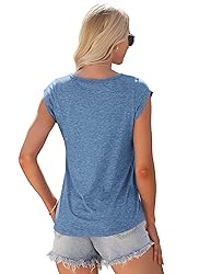 AUSELILY Womens Cap Sleeve T-Shirt Casual Loose Fit
