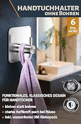 4smile Self Adhesive Hooks Set of 6 Stainless Steel Heavy Duty 10 kg view 2