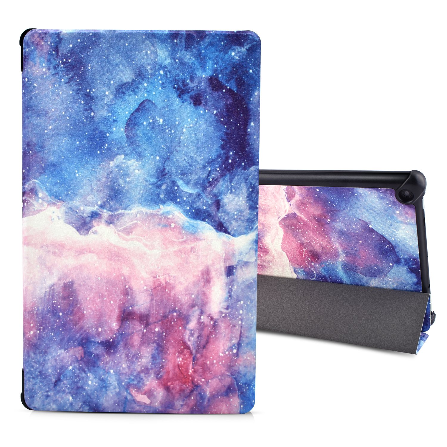 Dopup Fire 10 Case for All-New Fire HD 10 Tablet (7th Generation, 2017 Release),Protective Standing Cover with Auto Wake/Sleep Function (Blue Galaxy)