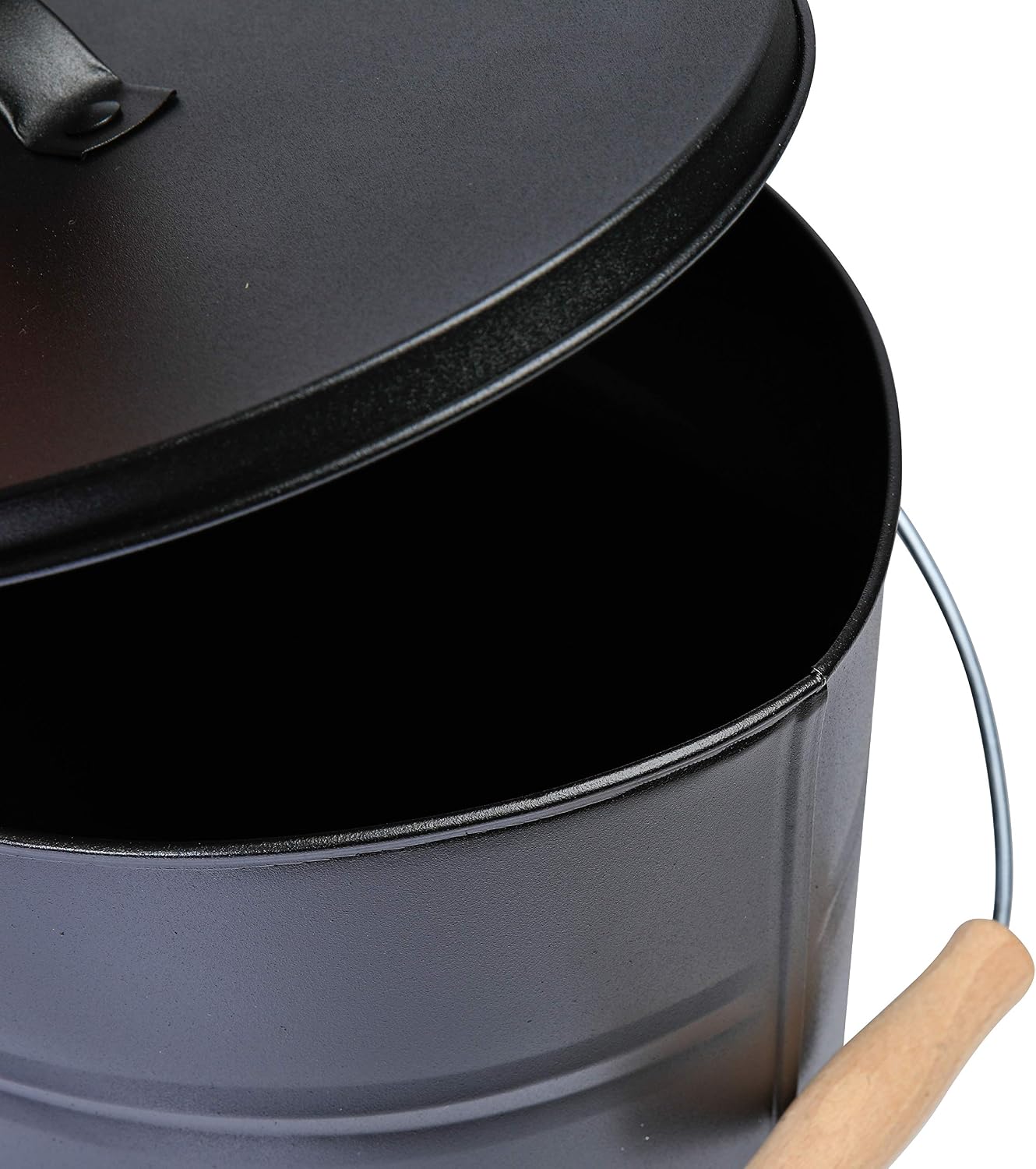 axentia Kamino-Flam Ash Bucket with Lid, Steel, Black, 32 x 30 x 42.5 cm - Image 5