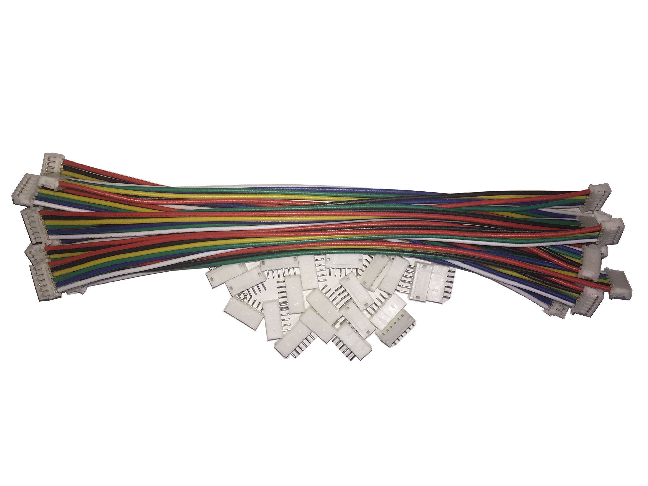 Photo 1 of 10 PCS 6 PIN JST ZH Female Connector on Both Side - 150mm 1007 28 AWG & 20 PCS 6 PIN JST ZH Male Connector