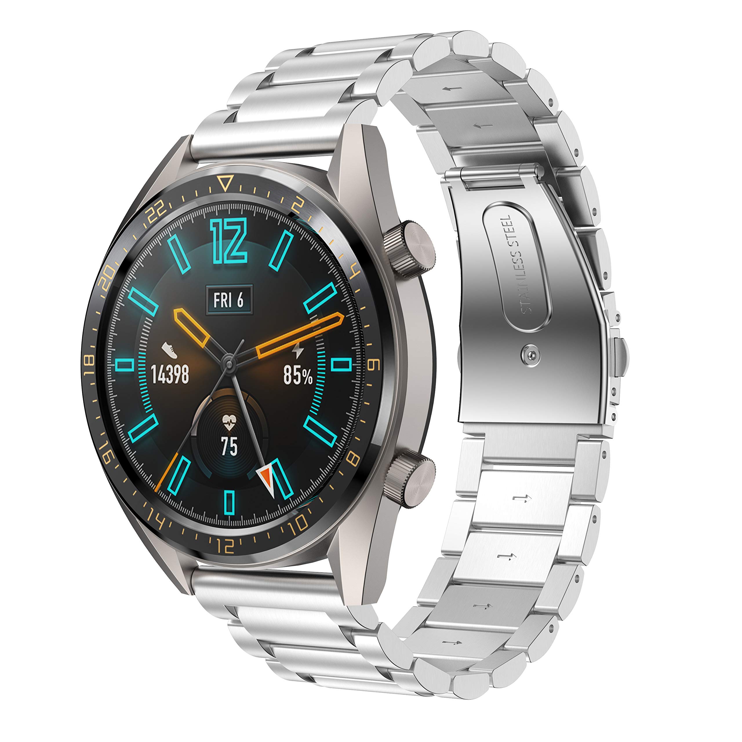 Supore Strap Compatible with Huawei Watch GT2 46mm/Watch GT 46mm/Watch GT Active/Watch 2 Pro/Honor Watch Magic/Galaxy Watch 46mm/Gear S3/Gear 2, Stainless Steel Strap 22mm — image 1