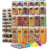 stusgo 42 Pack Airtight Food Storage Containers with Lids, Plastic Kitchen and Organization Canisters for Cereal, Flour and S